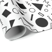 Cadeau 80s 90s Black & White Shapes Wrapping Papier (Coin rond)