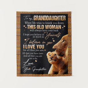 Cadeau aan mijn kleindochter van oma, leeuwen lief wandkleed
