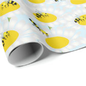 Cadeau Abeille sur papier d'enveloppement de fleurs - Arr (Coin rond)