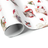 Cadeau Adorable Chatons de Noël 2 Papier à envelopper (Coin rond)