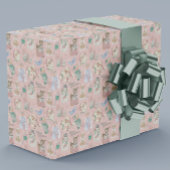 Cadeau adorable papier d'enveloppement de Noël rose rétro