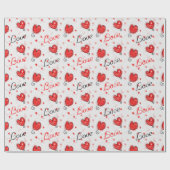 Cadeau Aimer le papier d'emballage avec les coeurs (Plat)