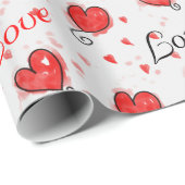 Cadeau Aimer le papier d'emballage avec les coeurs (Coin rond)
