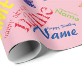 Cadeau Ajouter un nom Joyeux papier d'enveloppement d'ann (Coin rond)