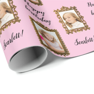 Cadeau Ajouter votre photo et votre nom Papier d'envelopp