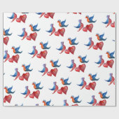 Cadeau Amour, inséparables, papier d'emballage d'oiseaux (Plat)