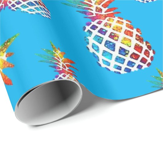 Cadeau Ananas en papier brillant (Coin rond)