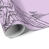 Cadeau ANGE SUR LE papier d'enveloppement LAVENDER (Coin rond)