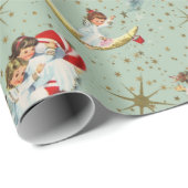 Cadeau Anges de Noël Vintage Papier à envelopper (Coin rond)