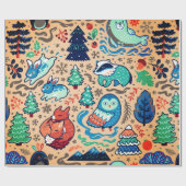 Cadeau ANIMAUX DANS LA FORÊT NOËL Papier à envelopper (Plat)