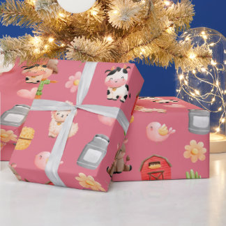 Cadeau Animaux de ferme Papier d'enveloppement d'annivers