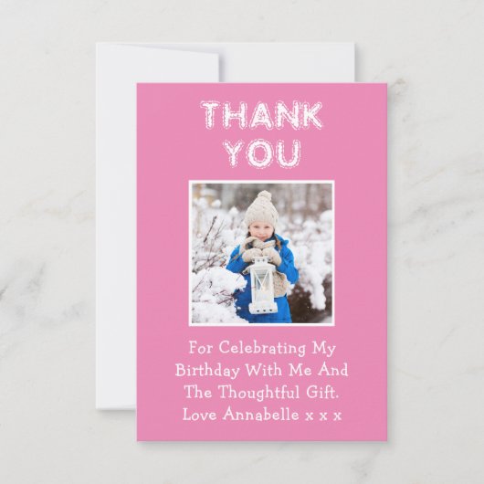 Cadeau Anniversaire Carte de remerciements rose (Devant)