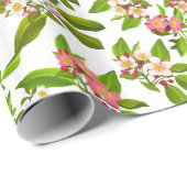 Cadeau Apple rose fleurissent papier d'emballage de (Coin rond)