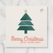 Cadeau Aquarelle Arbre de Noël Favoriser les étiquettes (Dos)