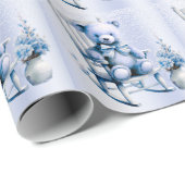 Cadeau Aquarelle Bleu Bébé Papier à envelopper (Coin rond)