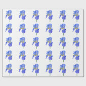 Cadeau Aquarelle bleu Iris papier d'enveloppement (Plat)