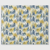 Cadeau Aquarelle Châteaux Papier d'enveloppement - bleu e (Plat)