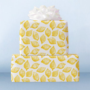 Cadeau Aquarelle Citron Motif Papier d'enveloppement Citr