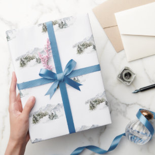 Cadeau Aquarelle de montagne neige Papier d'enveloppement