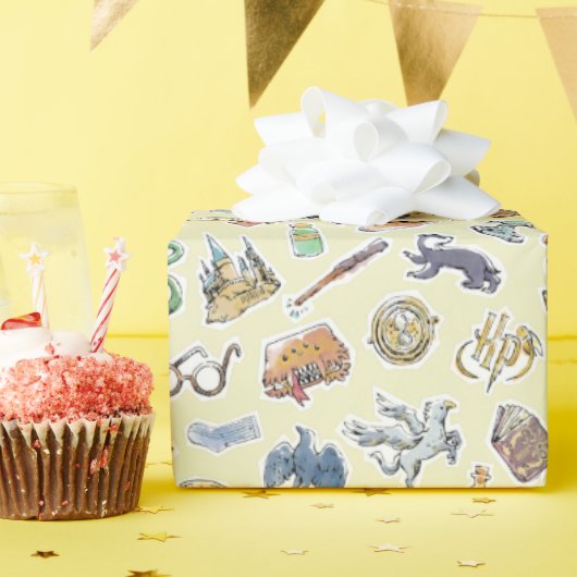 Cadeau Aquarelle Harry Potter Icônes Enveloppement Papier (Fête d'anniversaire)