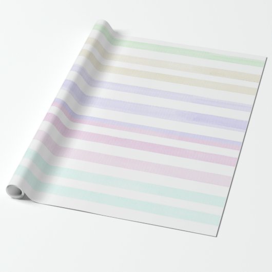 Cadeau Aquarelle Pastel Arc-en-ciel papier rayé 4 (Déroulé)