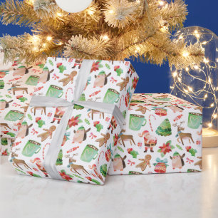 Cadeau Aquarelle Père Noël papier d'enveloppement de Noël