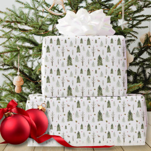 Cadeau Aquarelle Pine Arbres Papier d'enveloppement de No