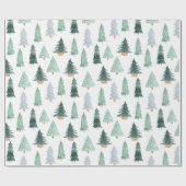 Cadeau Aquarelle Pine Arbres Papier d'enveloppement de No (Plat)
