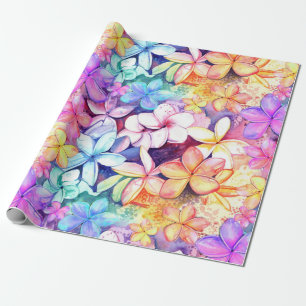 Cadeau Aquarelle Plumeria Fleurs Enveloppement Papier