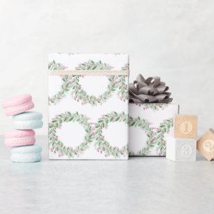 Cadeau Aquarelle Wreath Papier d'enveloppement de Noël