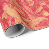 Cadeau "Aquarium baroque" (Rouge/Or) - Papier à enveloppe (Coin rond)