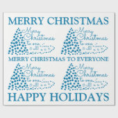 Cadeau Arbre de Noël bleu, Papier d'enveloppement de Noël (Plat)