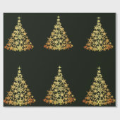 Cadeau Arbre de Noël Or Papier d'enveloppement vert foncé (Plat)
