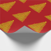 Cadeau Arbre de Noël or sur papier à enveloppement rouge (Coin)