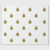 Cadeau Arbre de Noël vert Ornements rouges Papier à envel (Plat)