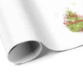 Cadeau Arbre de Noël vert Ornements rouges Papier à envel (Coin rond)