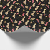 Cadeau Arbres de Noël d'or papier d'enveloppement noir (Coin)