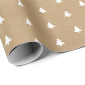 Cadeau Arbres de Noël minimaux élégants sur papier Kraft (Coin rond)