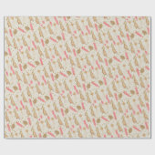 Cadeau Arbres de Noël Or Enveloppement Papier Beige (Plat)