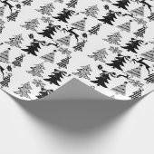 Cadeau Arbres de Noël Papier à envelopper noir blanc gris (Coin)