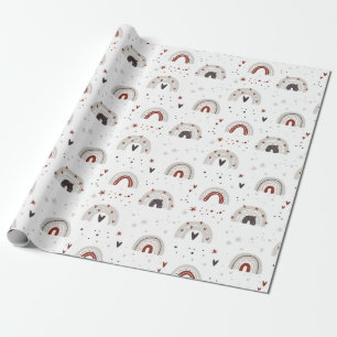 Cadeau Arc-en-ciel mignon, étoiles et papier enveloppant 