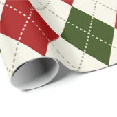 Cadeau Arlequin Vintage de Noël Plaid | Papier d'enrobage (Coin rond)