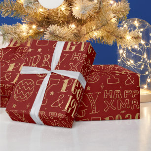 Cadeau Art de mot de Noël en papier d'aluminium rouge et