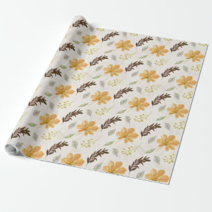 Cadeau Automne / Automne jaune fleur Papier d'enveloppeme