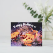 Cadeau avec Gold Bow - Carte postale de Noël (Debout devant)