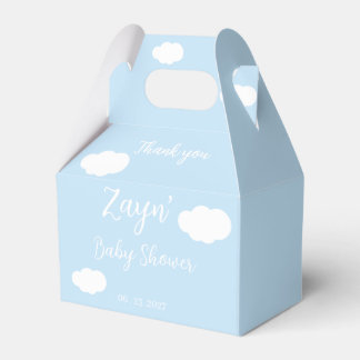 Cadeau Baby Shower Doos Blauw Wolken Cute Minimaal Bedankdoosjes