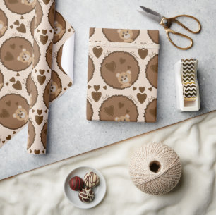 Cadeau Baby shower d'ours en bois Papier Brown d'envelopp