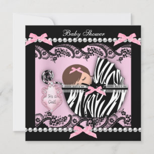 Cadeau Baby Shower Mooie Baby Meisje Roze Zebra Ka Kaart