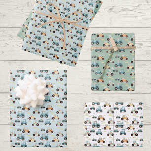 Cadeau baby shower tractorpatroon  inpakpapier vel