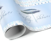 Cadeau Baby shower Umbrella Blue Boy Wrapper Papier (Coin rond)